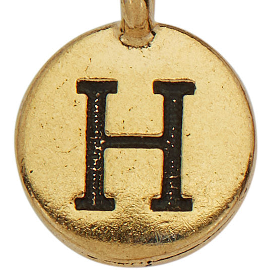 Gold Round Initial H Charm