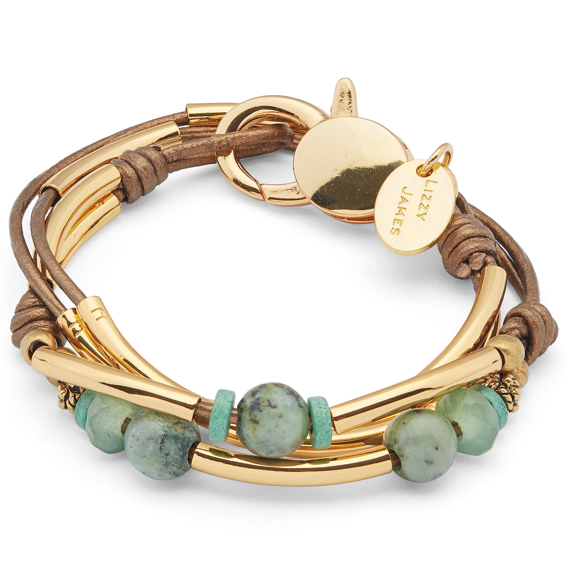 Kerry gold wrap bracelet with semi precious African turquoise