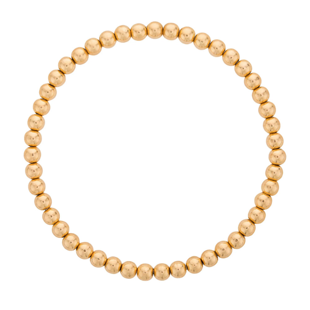 14k Gold Filled 3mm Beaded Bracelet Stretch to Fit Bracelet Size: 6.5 INCH