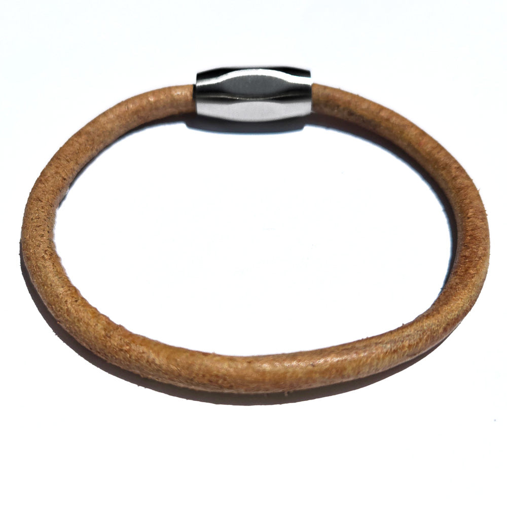 Men&#39;s Ellis Tan Leather Bracelet w Magnetic Clasp