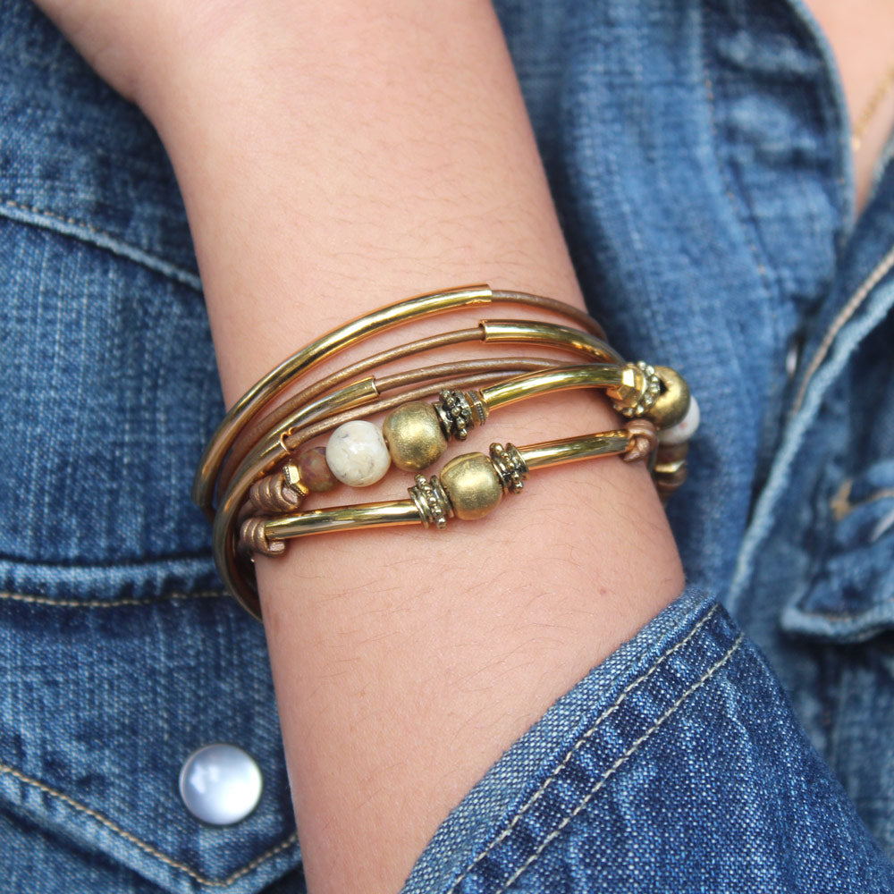 Italy gold wrap bracelet with jasper