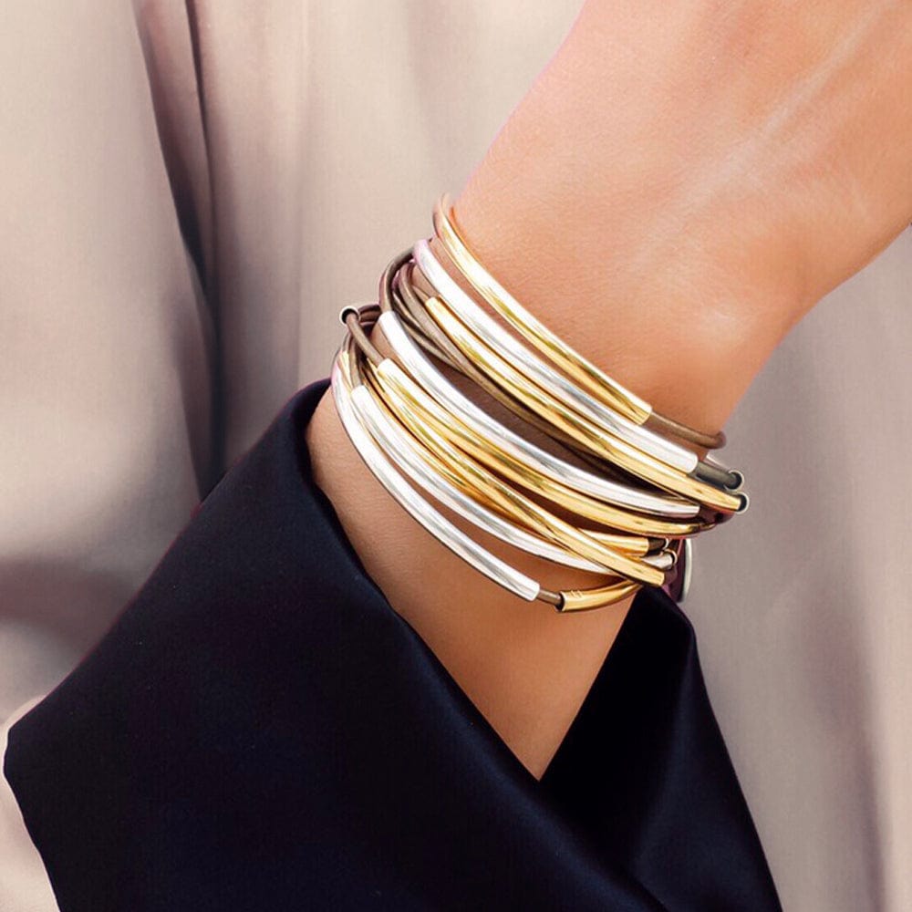 Lizzy Classic 4 Gold and Silver Wrap Bracelet Neutral