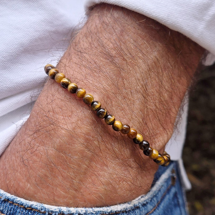 Men&#39;s Tiger&#39;s Eye Bracelet Adjustable Mens Bracelet Size: 7 INCH