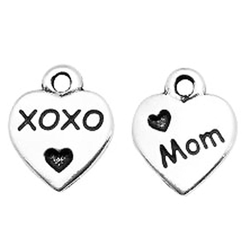 Mom Heart Charm in Silver Plate Charms