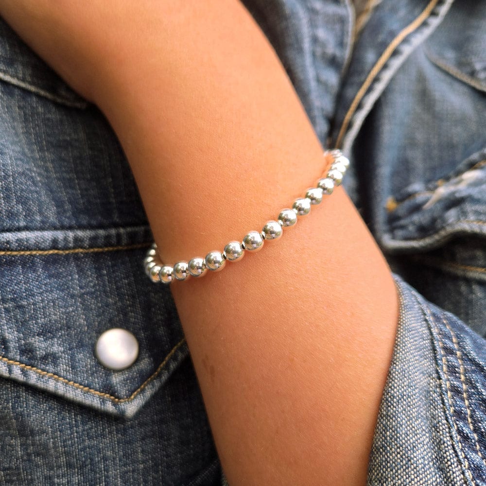 5mm sterling silver beaded bracelet