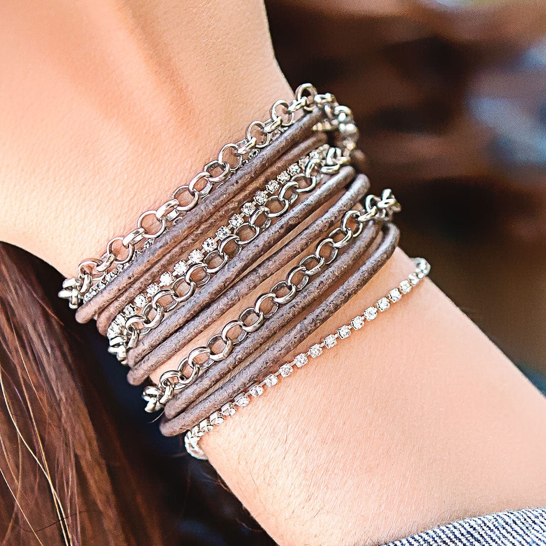 Sydney Leather and Silver Wrap Bracelet