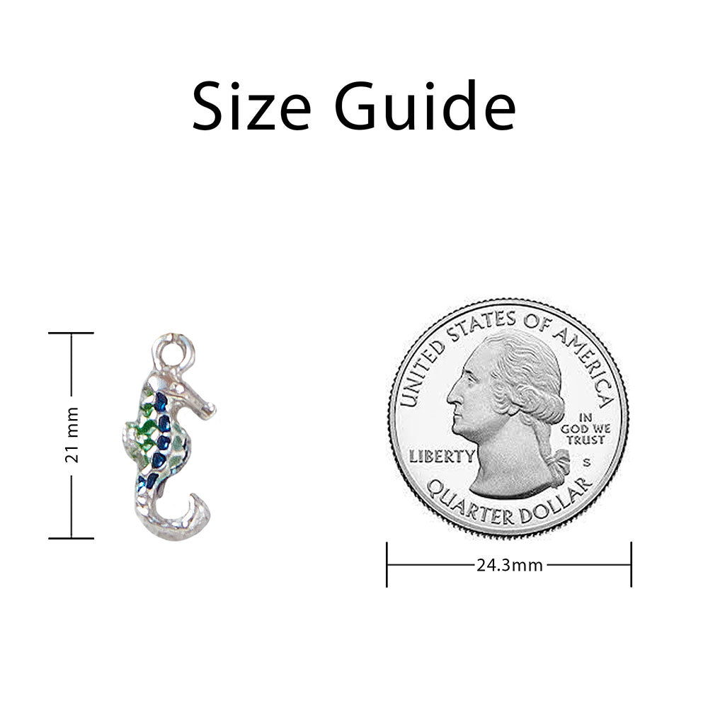 Enamel and Silver Seahorse Charm Charms