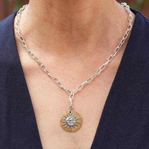 Sun Moon Silver Necklace & Pendent