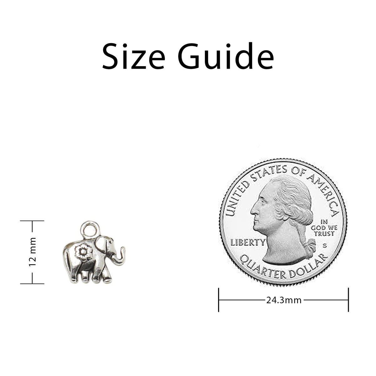 Elephant Charm Sizing Guide