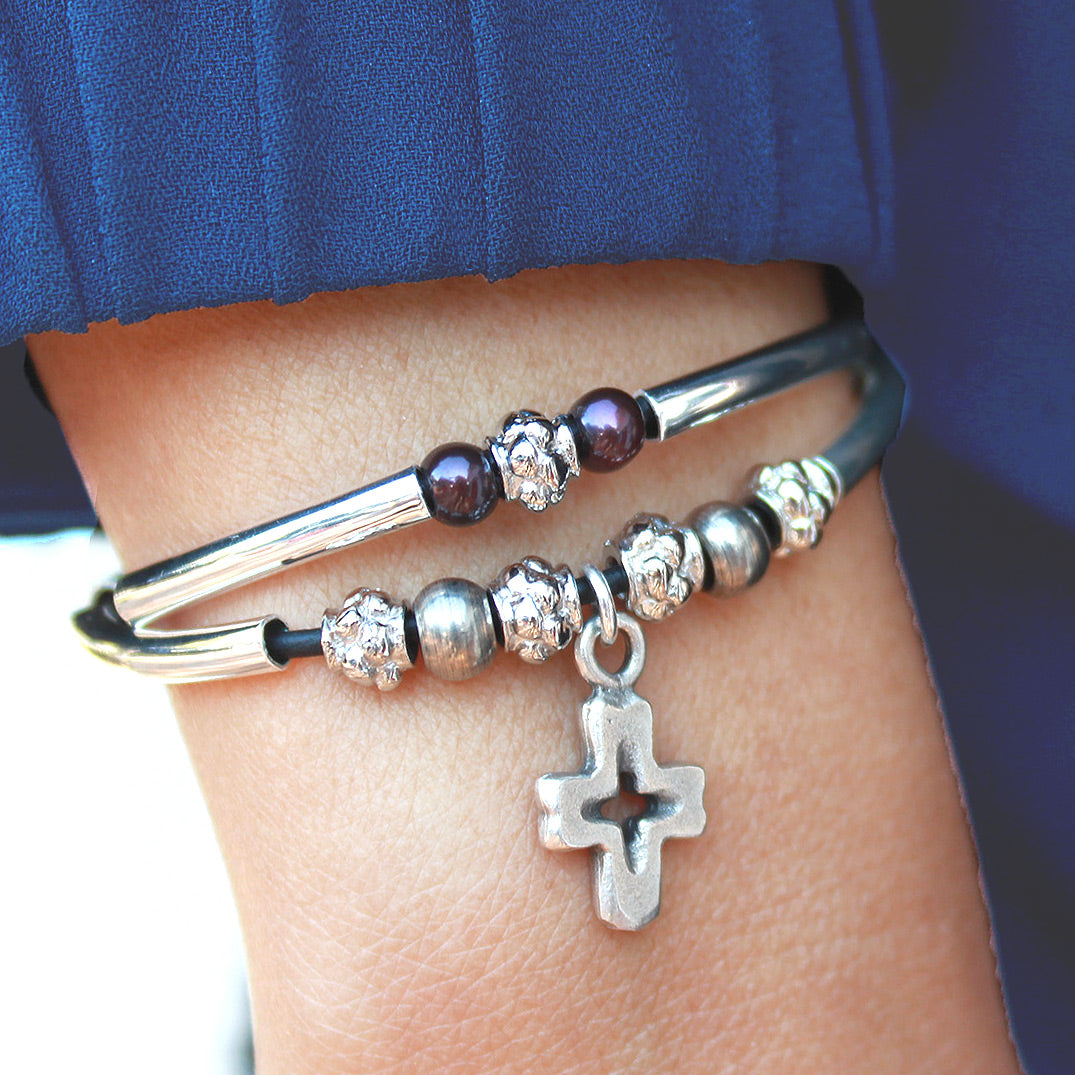 Faith Adjustable Bracelet with Silver Cross Charm