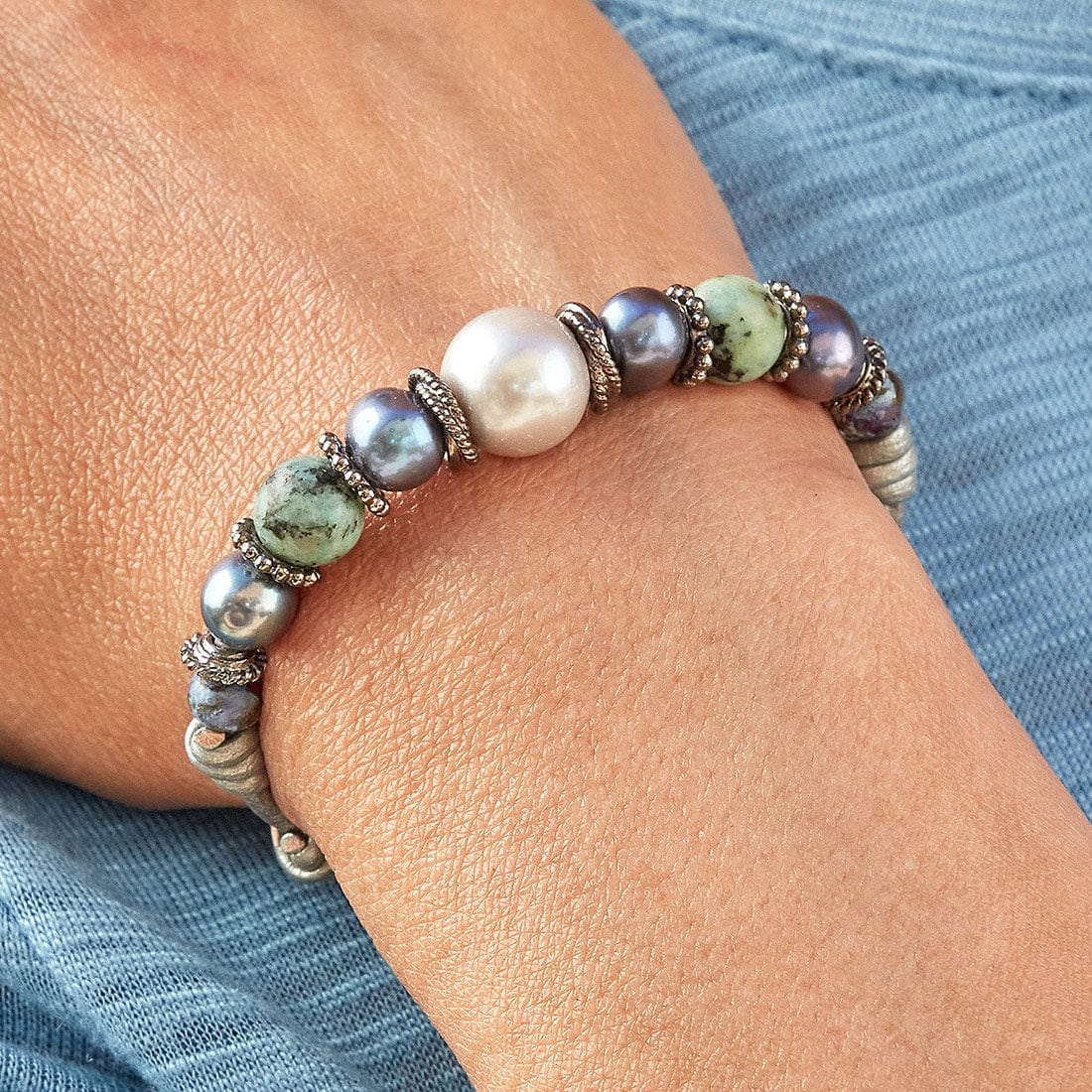 Fern pearl bracelet Met Silver Bracelet