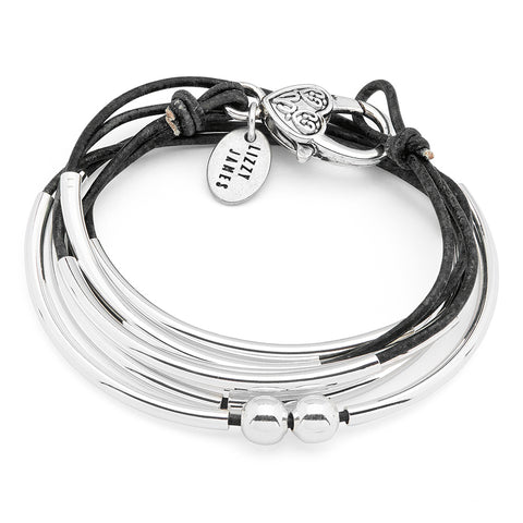 Girlfriend Wrap - Double Strand Leather and Silver Wrap Bracelet ...