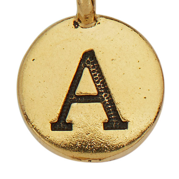 Gold Round Initial A Charm Charms