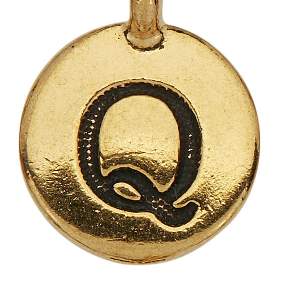 Gold Round Initial Q Charm Charms