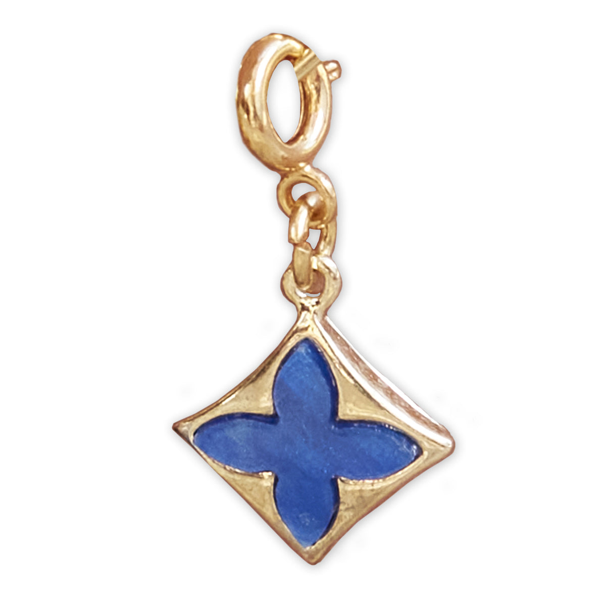 Gold Blue Clover Charm Charms