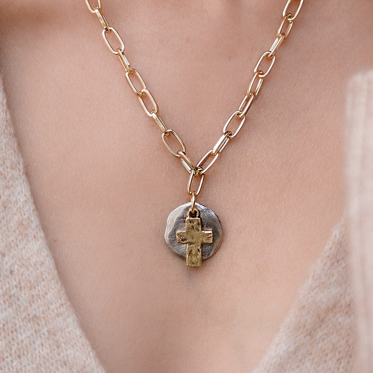 Golden Cross Gold Chain Necklace Styled