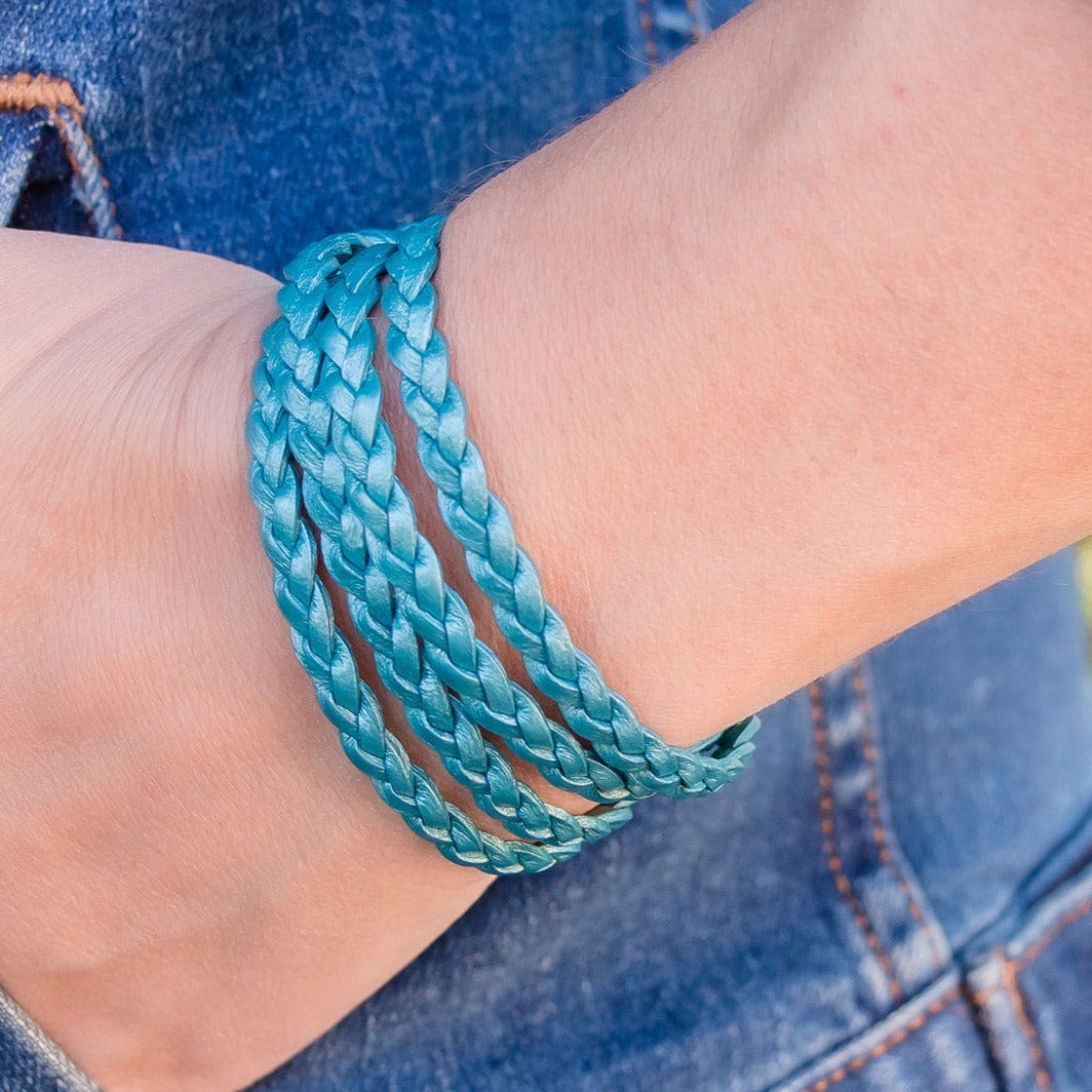 Nate Braided Leather Bracelet with Stainless Steel Clasp Bracelet Wrist Size*: Small