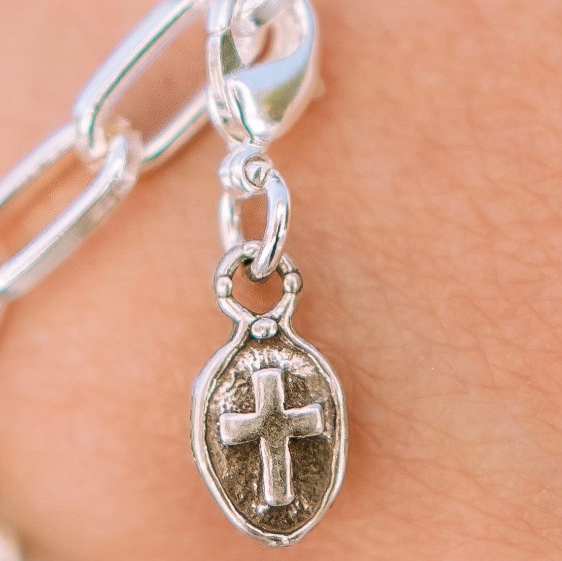 Oval Cross charm Silver Charms