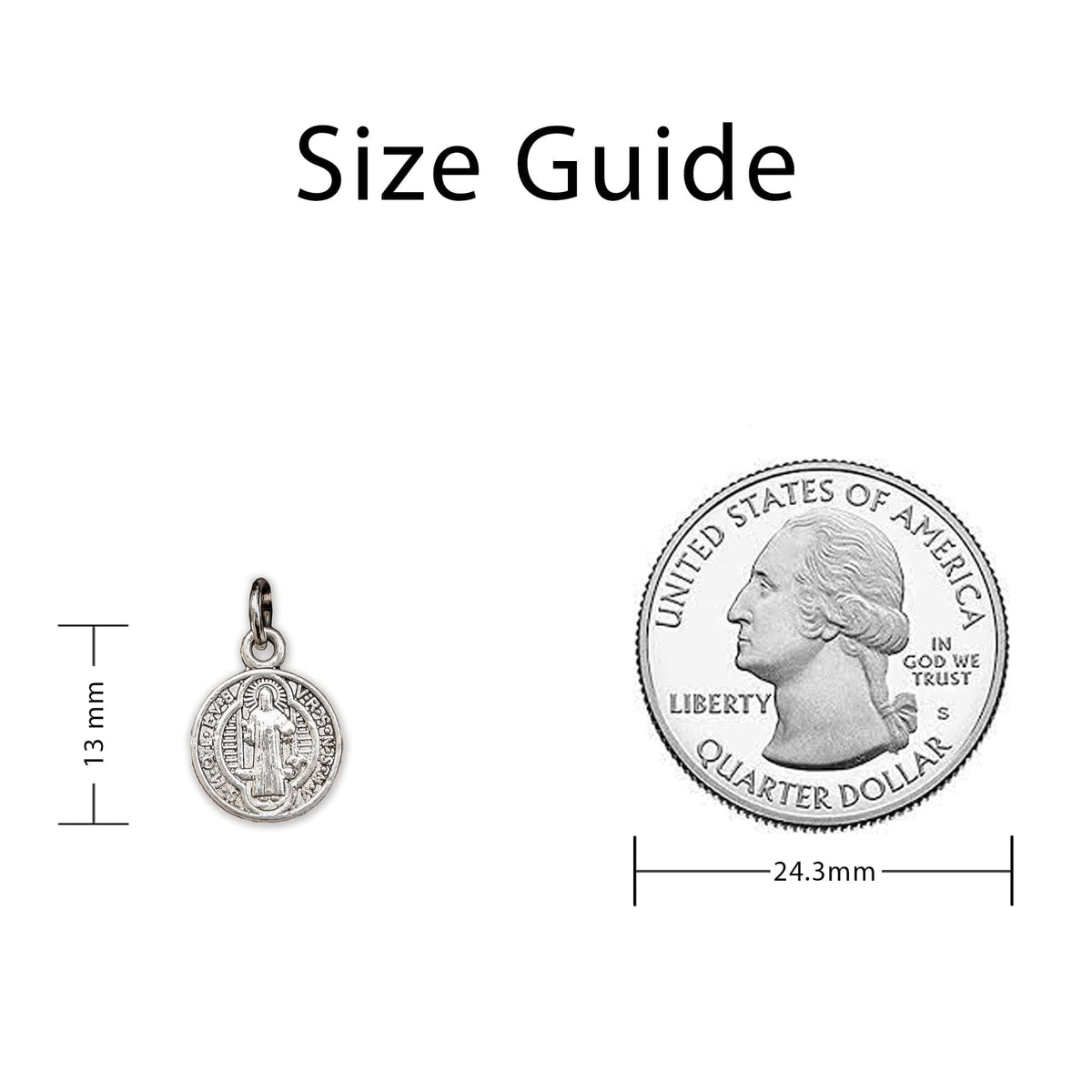 Petite Saint Benedict Charm Sizing Guide