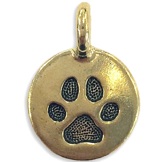 Round Paw Print Charm Gold Charms