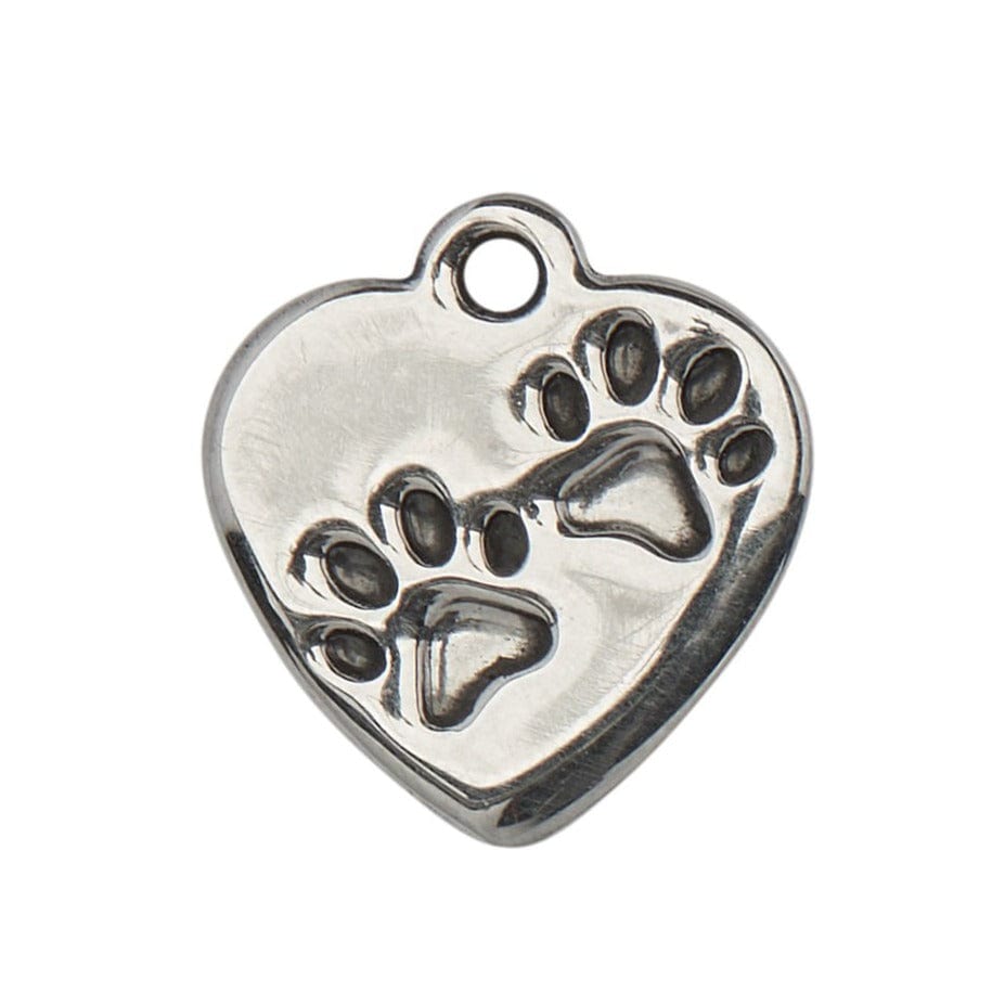 Paw Print Heart Stainless Steel Charm Charms