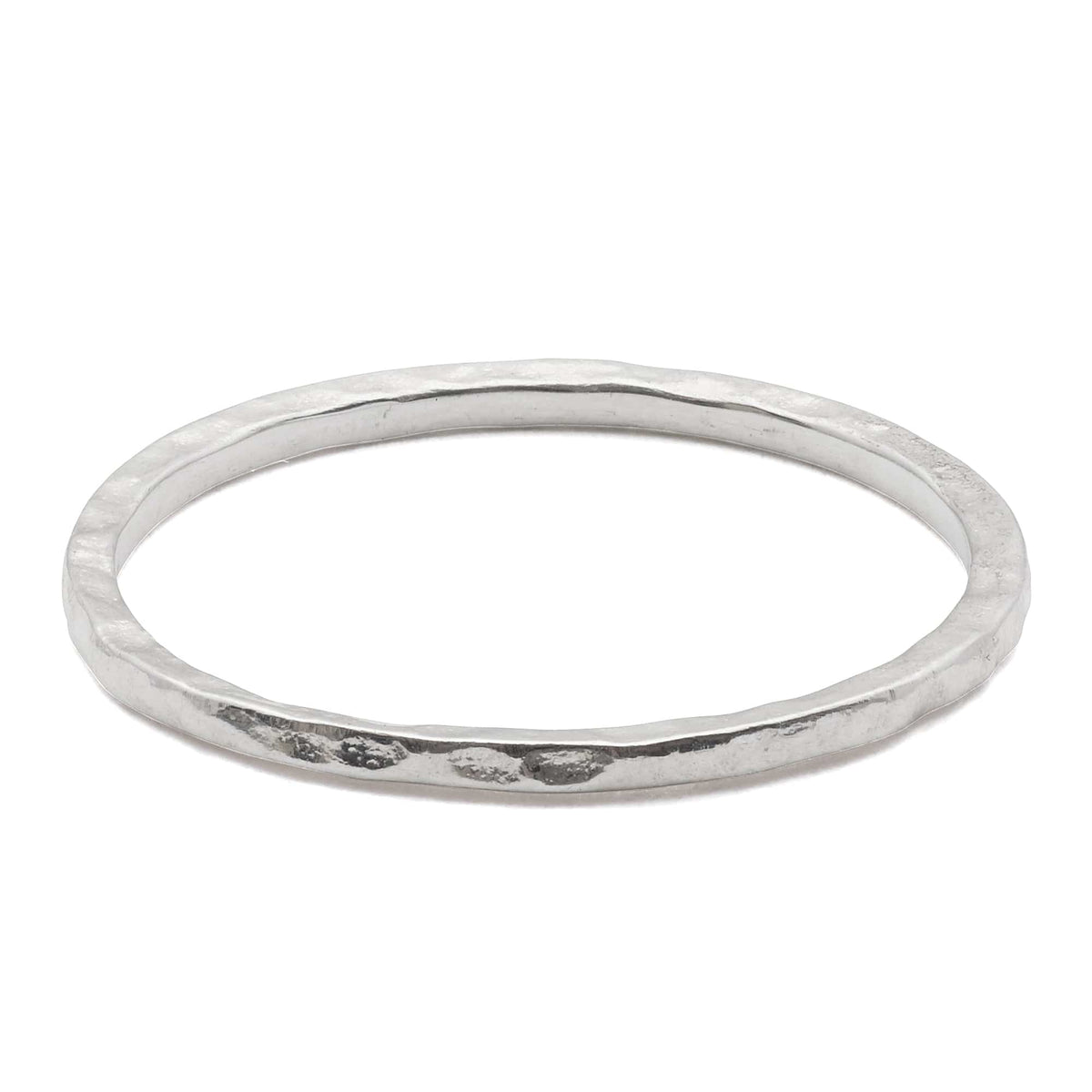 Thin Hammered Band Sterling Silver Ring