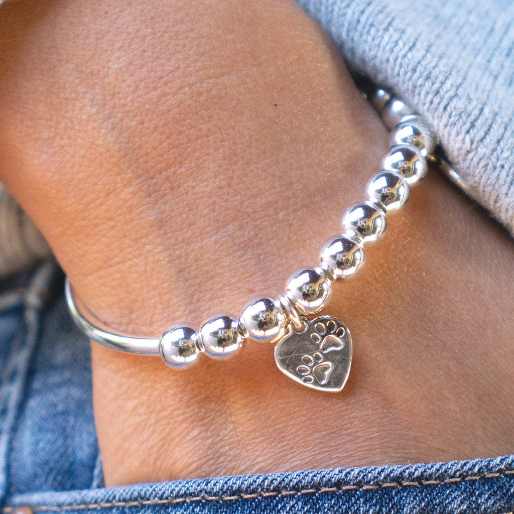 Sterling Silver Stretch Bead Bracelet, Tiny Heart Bracelet, popular Silver Bracelet, Silver Stacking Bracelet, Love Bracelet, Gift For Woman