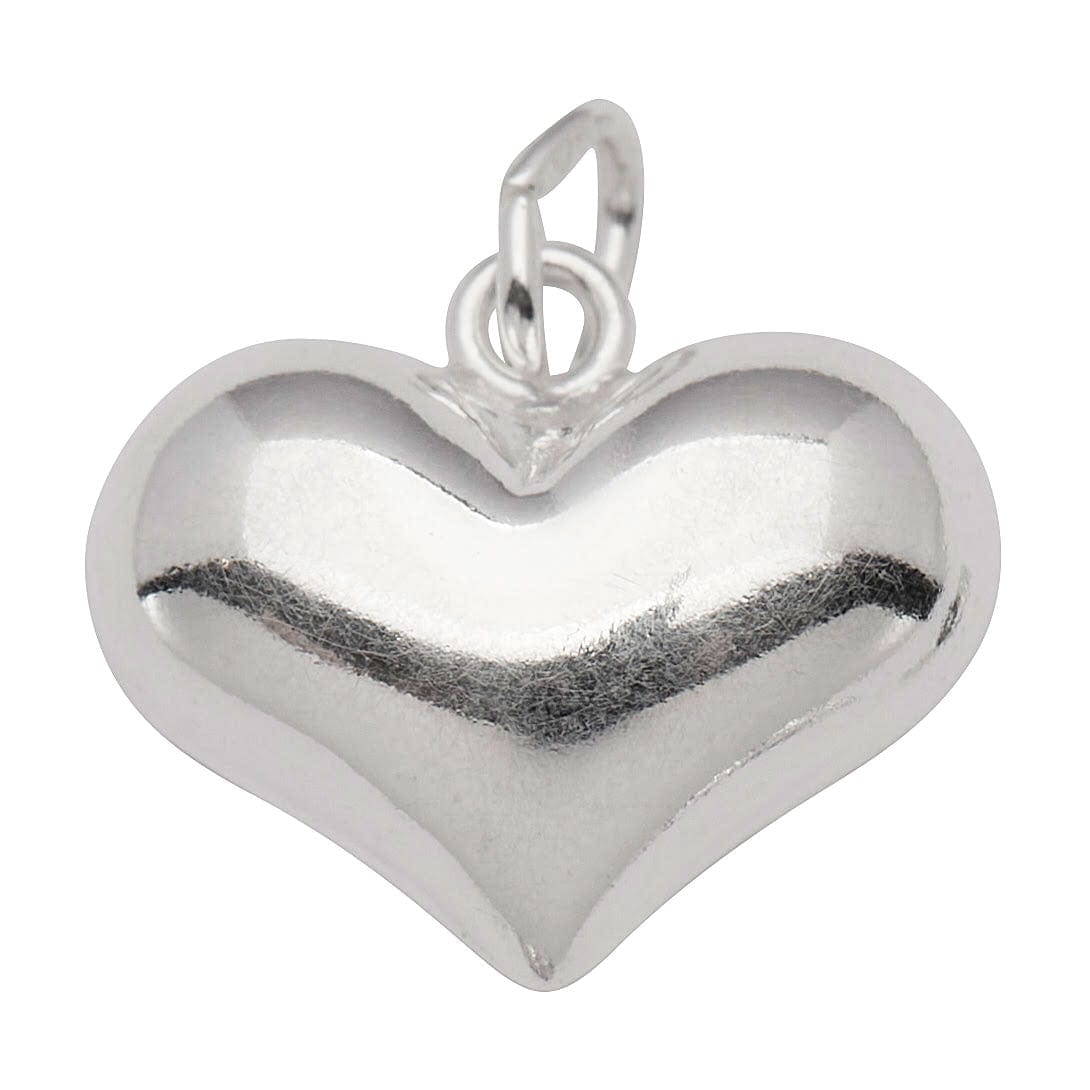 Sterling silver puffed heart charm